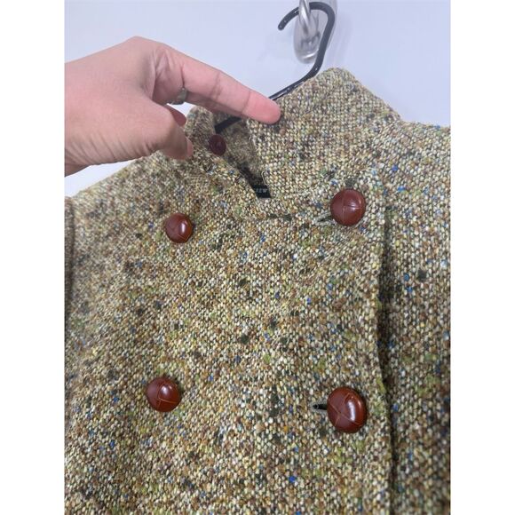J. Crew Women's Vintage Green Wool Tweed Double-Breasted Peacoat 4 - Picture 5 of 9
